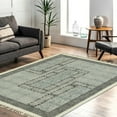 thumbnail image 2 of Casavani Handmade Gray Cotton Dhurrie Square Dining Room Carpets Home Decor Kilim 8x8 feet, 2 of 5