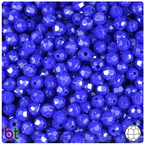 BeadTin Royal Blue Opaque 6mm Faceted Round Plastic Beads (600pcs)