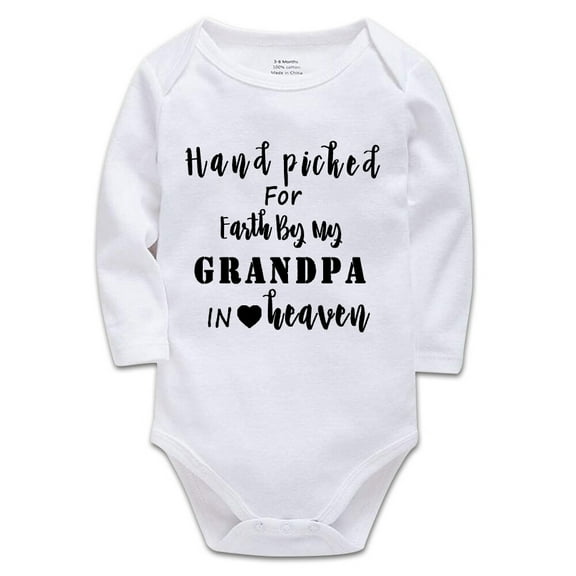YCICIVDee Hand picked for Earth by My Grandpa in Heaven Baby Bodysuit Baby Announcement, Baby Clothing Long Sleeve White