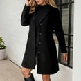 thumbnail image 2 of Plus Size Long Trench Coat With Notched Lapel Slim Fit Breasted Winter Blend Overcoat For Fashionable LadiesBlackL, 2 of 5