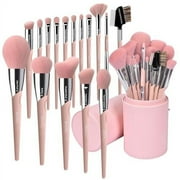 Bueart design 16Pcs ULTRA SOFT Labeled Best Makeup Brushes set with Travel Holder case face Contour Foundation brushes (16Pcs Elegant+Pink Holder)