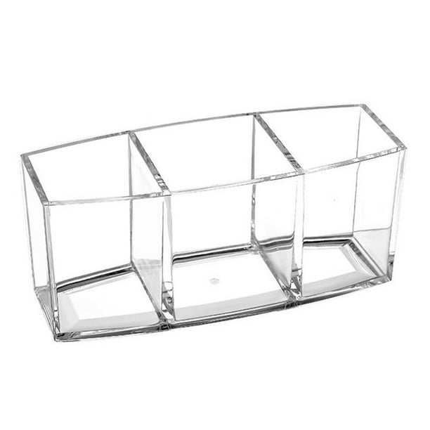 Porta brochas de maquillaje transparente con 3 ranuras para guardar brochas de maquillaje, ideal para mujeres y niñas.