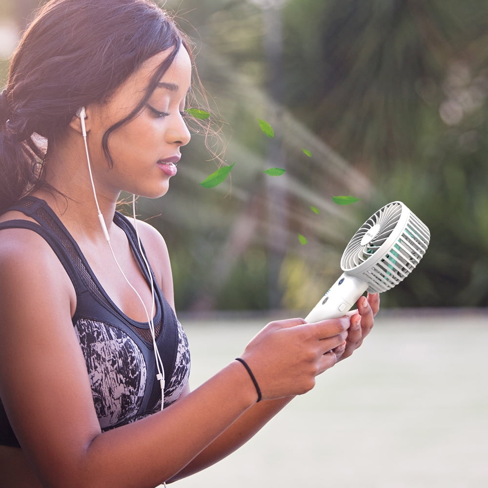 Kepooman Handheld Fan Portable, Mini Hand Held Fan, Rechargeable Handheld Fan with Base & Power Bank for Women Girls Kids Outdoor, White Kepooman Handheld Fan Portable, Mini Hand Held Fan, Rechargeable Handheld Fan with Base & Power Bank for Women Girls Kids Outdoor, White