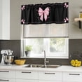 thumbnail image 4 of 2 Pack Valances for Window, Valentine's Day Short Curtains for Kitchen Bedroom Living Room, Pink Bowknot Ribbon on Black Mother's Day Rod Pocket Small Window Treatment Valance Drapes 60 x 18 Inch, 4 of 8