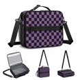 thumbnail image 5 of Purple and Black Checkered Pattern Insulated Lunch Bag with Shoulder Strap and Bottle Holder,Bento School Lunch Bag Box,11x9.5x3.5 Inches, 5 of 5