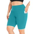 thumbnail image 2 of vigerkar Plus Size Shorts for Women Stretch High Waist Workout Yoga Short Leggings with Pocket Summer Fashion Fitness Shorts Light Blue, XL, 2 of 6