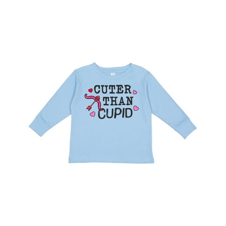 

Inktastic Cuter Than Cupid with Bow and Arrow and Hearts Gift Toddler Boy Girl Long Sleeve T-Shirt