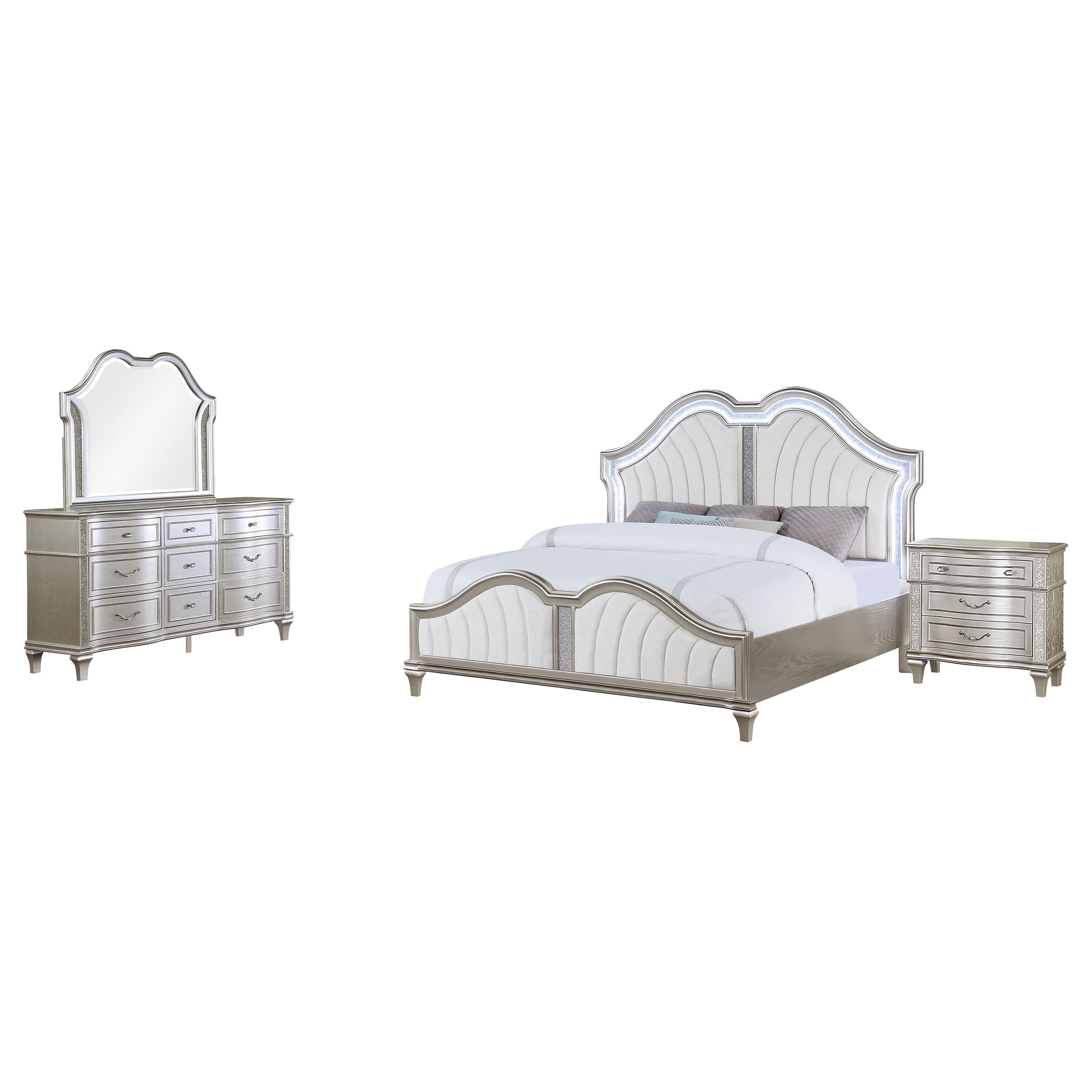 Antonella Modern Traditional 4-Piece Queen Upholstered Tufted