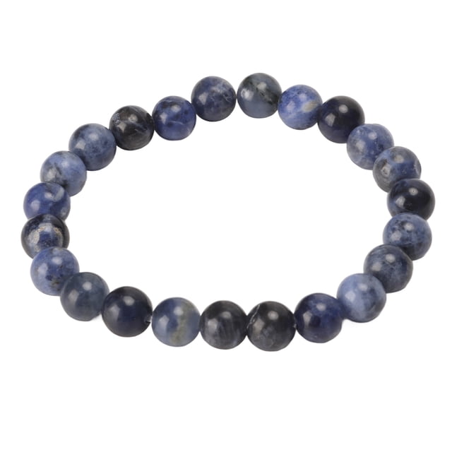 Pulsera De Cuentas Pulsera De Cristal Natural Elástica De 8 Mm De Diámetro Elegante para Regalo De Descompresión De Meditación Unisex Veteado Azul