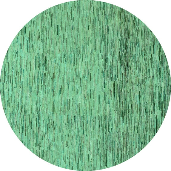 Ahgly Company Indoor Round Abstract Turquoise Blue Modern Area Rugs, 3' Round