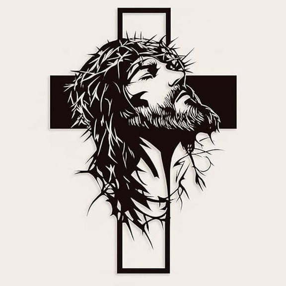 Cross Wall Decor & Christian Wall Decor 11.8", Ironwork Jesus Crucifix Wall Cross, Religious Wall Art for Home, Office & Worship Space
