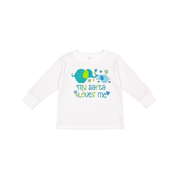 Inktastic My Safta Loves Me- Cute Elephants Boys or Girls Long Sleeve Toddler T-Shirt