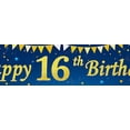thumbnail image 4 of Blue Backdrop Banner with Golden Glittery Happy 16th Birthday Text Balloons Stars and Gift Elements Birthday Party Decoration Photography Props Party Supplies Backdrop Decorations, 4 of 8