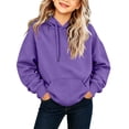 thumbnail image 2 of SERTG Girls Pullover Hoodie Drawstring Pocket Solid Color Long Sleeve Loose Fit Kids Casual School Daily Outdoor Wear Hooded Sweatshirt, 2 of 9
