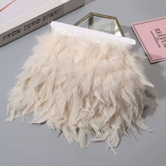 Namzi Feathers Trim Fringe 10Yard 4-6inch for Party Clothing Sewing Craft Wedding Dress Decoration-B22