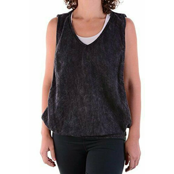 Miken Womens Flow Black Garment Mineral Wash Sweatshirt,Black,Large