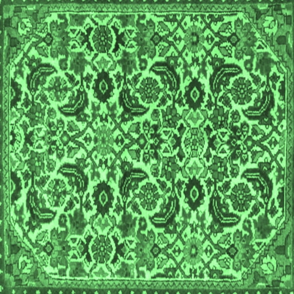 Ahgly Company Indoor Square Persian Emerald Green Traditional Area Rugs, 8' Square