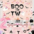thumbnail image 4 of Halloween 2nd Birthday Decorations for Girl Pink Purple Boo I'm Two Backdrop Banner Happy Boo Day Decor Little Balloon Cake Topper Two Spooky Party Decor, 4 of 6