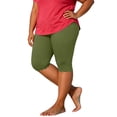 thumbnail image 3 of VBVC Women's Plus Size Stretchy Bermuda Shorts , Scalloped Hem Knee-Length Shorts For Women , Ladies' Summer Slim Butt Lift Leggings,Army Green,L-5XL, 3 of 6