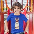 thumbnail image 3 of Tee Hunt Christmas Llama Youth T-Shirt Merry and Bright Let It Snow Funny Xmas Kids, Blue, Large, 3 of 5