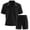 Black, variant on Fexilor Men's 2 Piece Casual Quarter Zip Polo Shirt Set Summer Vacation Beach Outfit,Sizes S-2XL