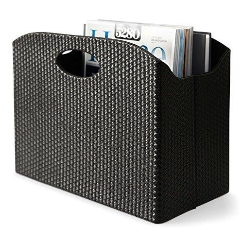 Blu Monaco Quality PVC Leather Magazine Holder Basket with Handles