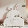 thumbnail image 2 of Aukfa Twin Upholstered Bed Frame, Cute Girls Bed with Rabbit Ears Headboard for Kids, White, 2 of 8