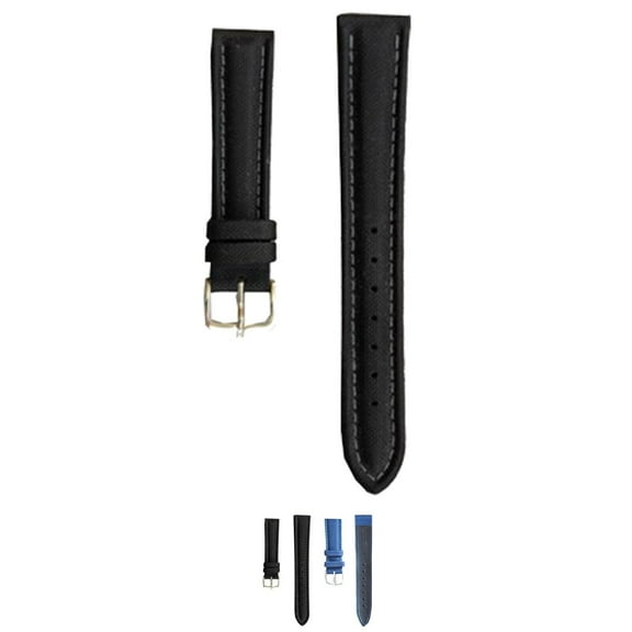 HIRSCH Pro Sport Leather Watch Strap (Black) - M - 18mm - Stainless Steel Silver Buckle