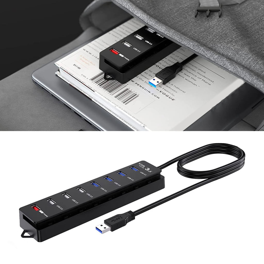 8 Port USB3.0 2.0 Hubs with Individual Switches 4xUSB3.0 3x USB 2.0 1x USB Charging Port USB Hubs Power Adapter