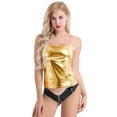 thumbnail image 2 of Kaerm Womens Shiny Metallic Camisole Wet Look Shirt Vest Spaghetti Straps Tank Top Club Dancewear Gold L, 2 of 7