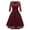Burgundy, variant on Jdlsppl Women's Midi Lace Dress V Neck Short Illusion Quarter Sleeve Swing Flowy Billowy Pleated Overlay Luxury Formal Dinner Evening Cocktail Party Homecoming Skater Dress Burgundy Small