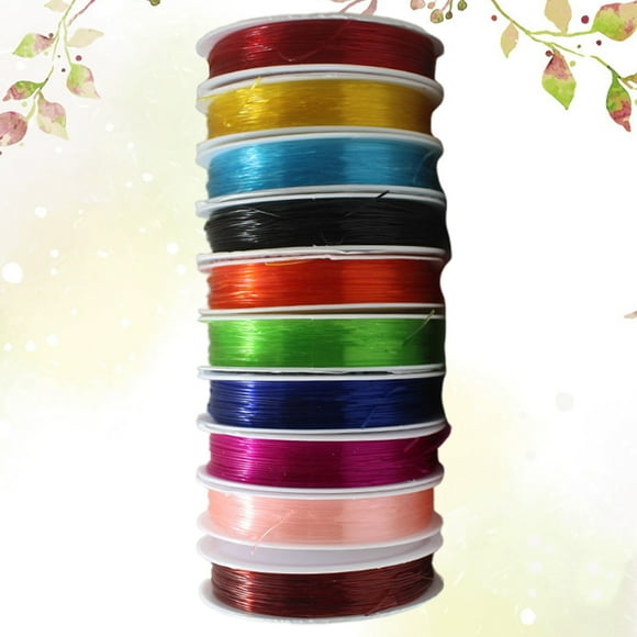 Greenadscape 10 Rolls Jewelry Stretch Cord Assorted Color 7m Long 0.8mm Diameter For Diy Making And Jewelry Crafting