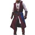 thumbnail image 2 of Medieval Costume Men Viking Cotton Linen Hooded Sleeveless Surcoat, Mens Renaissance Costume Big and Tall Sizes S-3XL Wine, 2 of 5