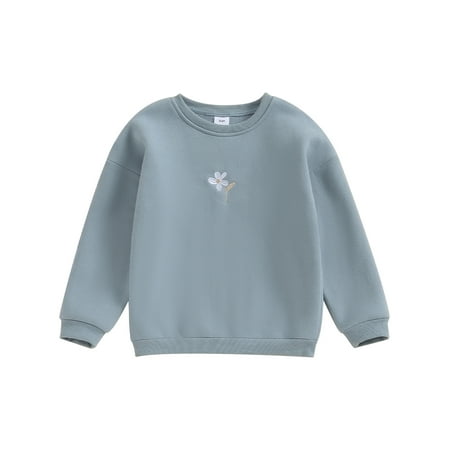 

Wallarenear Baby Girl Pullover Sweatshirt Floral Embroidery Long Sleeve Fall Winter Tops