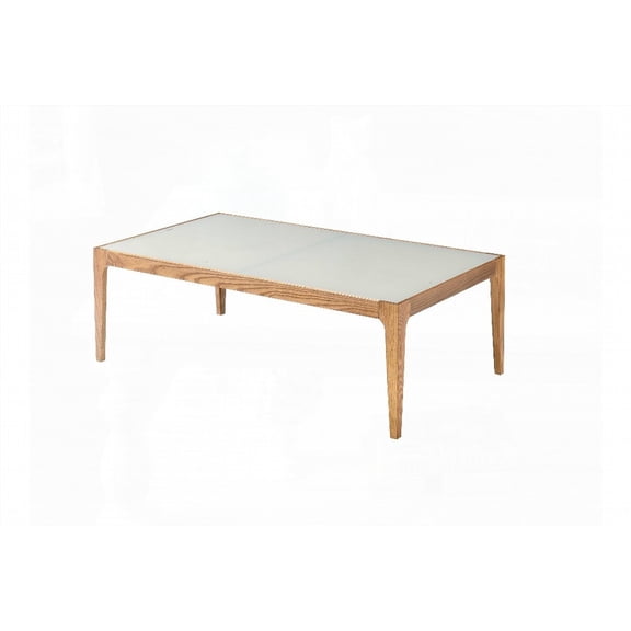 Gwynn Natural Finish Coffee Table with Frosted Glass Top (200cm)