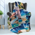 thumbnail image 4 of Collage Soft Flannel Fleece Throw Blanket, Seaside and Nature Traveling Photos Sunny Sand Beaches and Close up Butterfly, Cozy Plush for Indoor and Outdoor Use, 50" x 70", Multicolor, by Ambesonne, 4 of 5