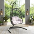 thumbnail image 5 of Dextrus Wicker Swing Egg Chair Hammock Hanging Chair Nest Basket with Stand, UV Resistant Removable & Washable Cushions,350LB Capacity - Black, 5 of 10