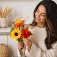 thumbnail image 6 of SLYNSHome Artificial Fall Flower Bouquet, Faux Sunflower Rose for Thanksgiving Decor, Autumn Harvest Floral Arrangement, Fake Plant for Vase Table Centerpiece, 6 of 7