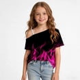 thumbnail image 4 of SGFCWSX Girls T Shirts One Shoulder Short Sleeve Graphic Print Casual Loose Fit Fashion Summer Tops for Kids Hot Pink Size 7, 4 of 9