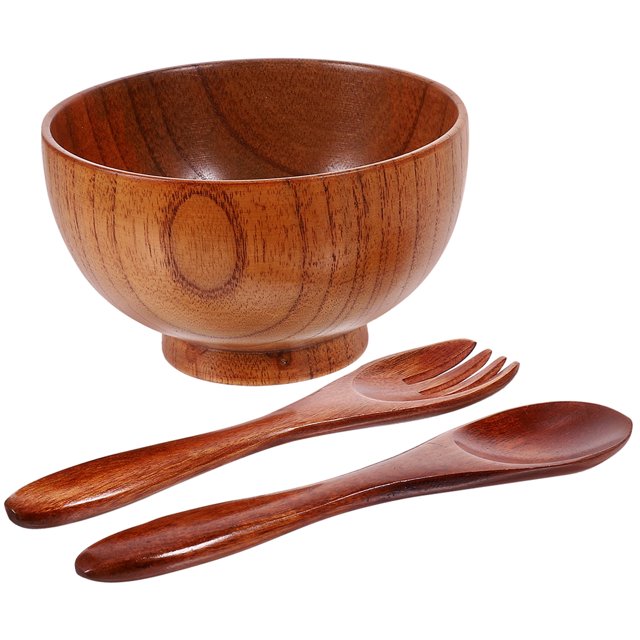 Cuencos de madera hondos para mezclar ensaladas, cuencos grandes para servir pan y frutas para la cocina