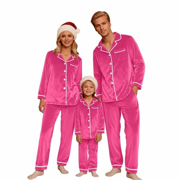 Christmas Pjs Family Flannel Pajamas Long Sleeve Button down Nightwear Set Warm Cozy Pajamas Matching Holiday Pajamas