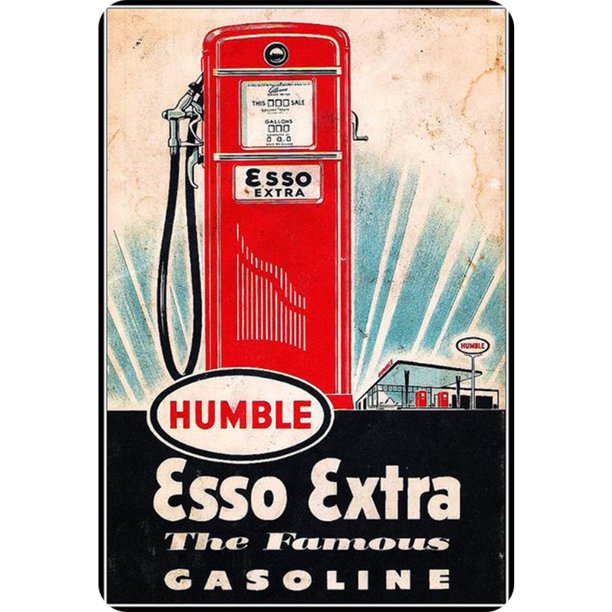 Letrero Hojalata Esso Metal Vintage Pintura Hierro Rectangular Pared para El Y Bar 30x40cm