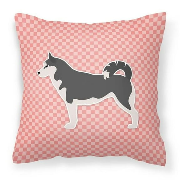 Carolines Treasures BB3680PW1818 Siberian Husky Checkerboard Pink Fabric Decorative Pillow