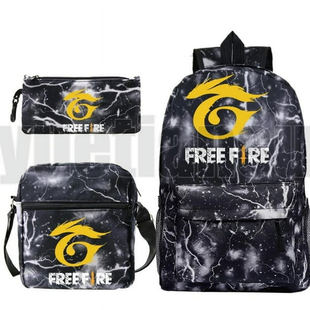 3 Pcs/Set Free Fire Garena Backpack for School Teenagers Girls Unisex Galaxy Cartoon Bookbag Large Capacity Anime Canvas Mochila