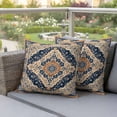 thumbnail image 4 of Vintage Floral Pillow Covers 2 Pack Dark Blue Classical Bohemian Style Pillowcase Waterproof Outdoor Throw Pillow Cover for Patio Garden Square Cushion 20”x20”, 4 of 9