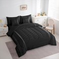 thumbnail image 3 of jejeloiu Geometric Stripe Lines 7pcs Bedding Comforter Set,Hexagon Honeycomb Print Queen Bedding Sets,Black Gray Queen Sheet Sets For Boys Kids,Breathable Home Decor Reversible, 3 of 8