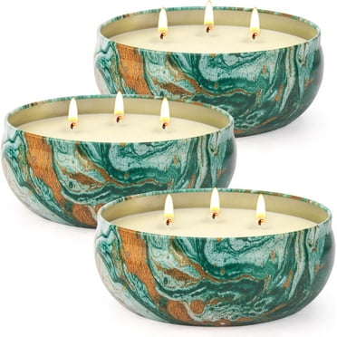 Large Outdoor Citronella Candles - 3 X 14oz 3-Wick Tin Candle for Home Patio with Up To 270 Hours Burn Time, Natural Soy Wax Lemongrass Scented Bulk Candle for Garden Yard Balcony and Summer Camping