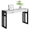 Monterey Console Table in White Faux Marble Wood Finish and Black Wood ...
