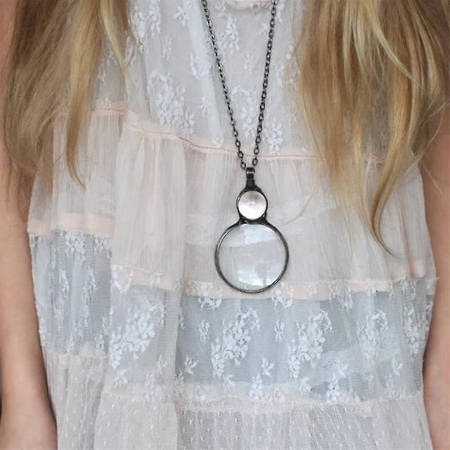 Collar con colgante de lupa, regalo vintage, lupa Le