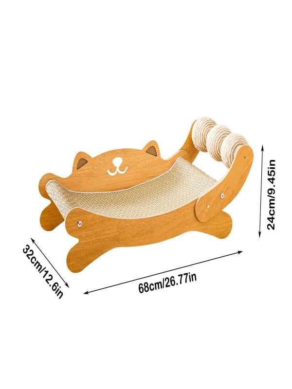 3 - in - 1 Cat Scratcher Bed with Natural Sisal, Large Indoor Cat Hammock & Scratching Post, Wooden Furniture for Scratching, Napping & Play, Toy - Included